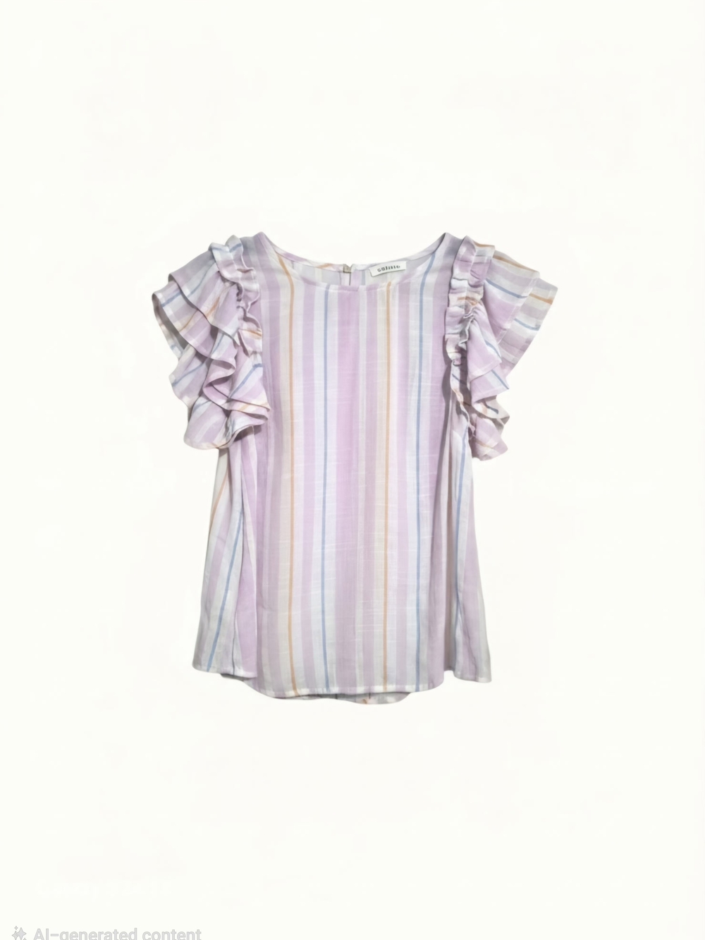 Blu Pepper Lavender Pastel Striped Ruffle Sleeve Top